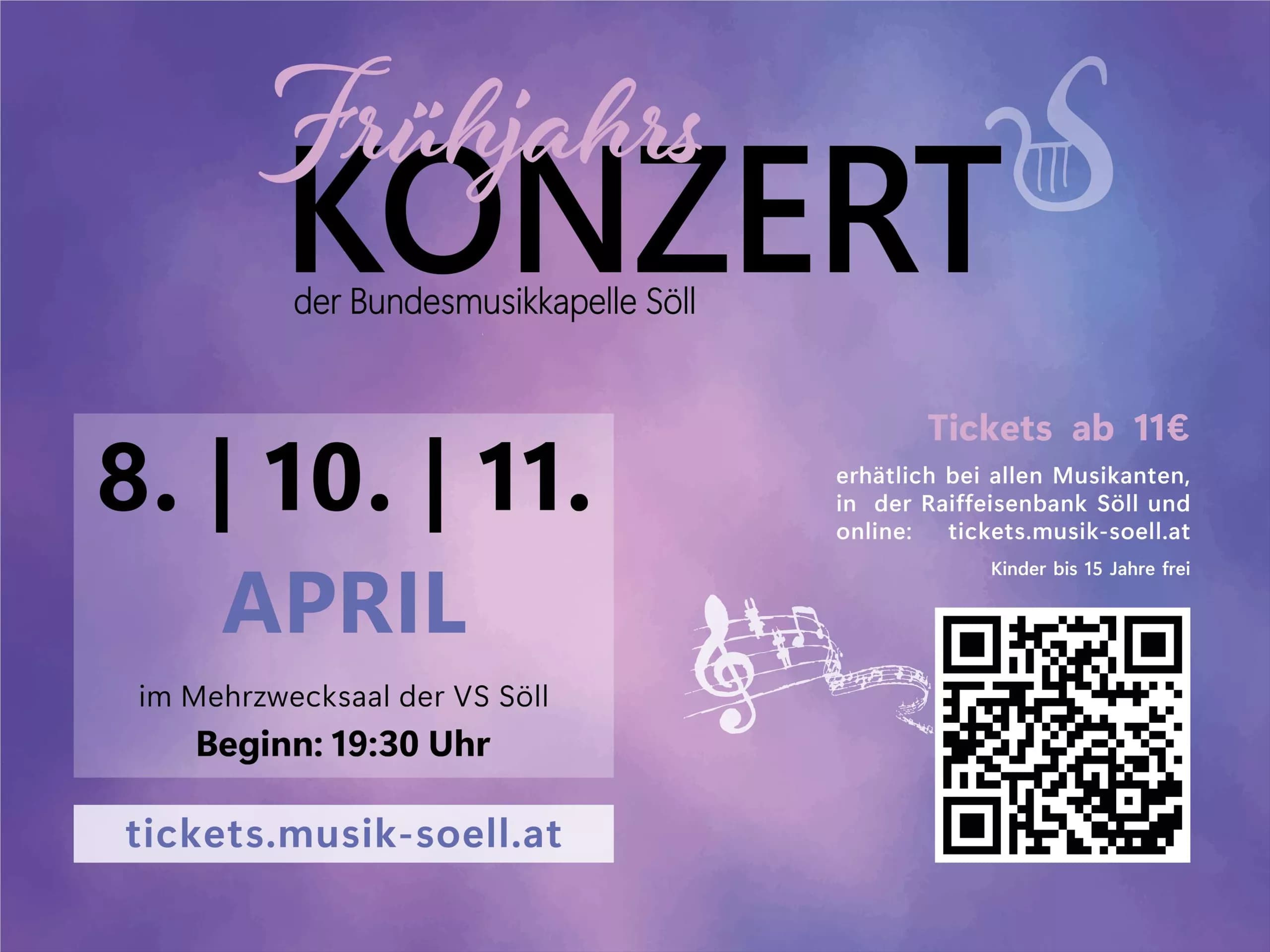 Frühjahrskonzert der Bürgermusikkapelle Söll. Veranstaltung im Mehrzwecksaal mit Ticketinfos.